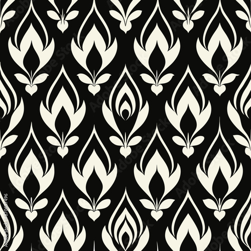 seamless pattern of minimalist ogee designs in black and white, for a modern and sophisticated look
