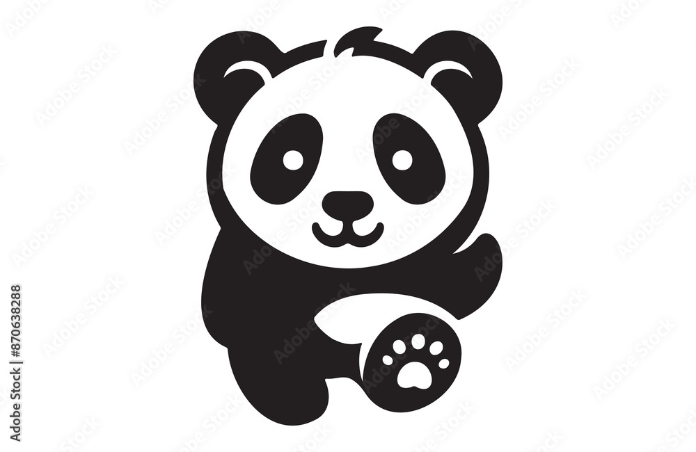 A Panda of silhouette vector illustration in white background A Panda of silhouette vector illustration in white background