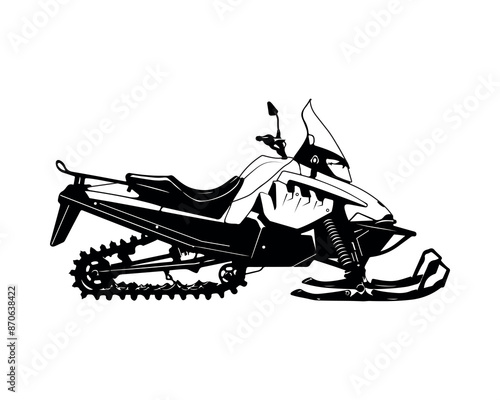 Snowmobile on white background - Extreme winter sport Snowmobile