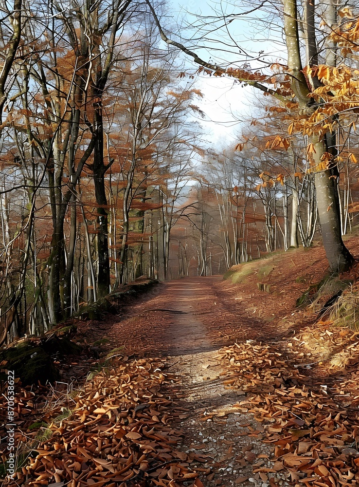 Naklejka premium The colorful path in the middle of the forest