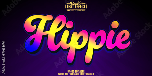 Hippie editable text effect, customizable trippy and psychedelic 3d font style