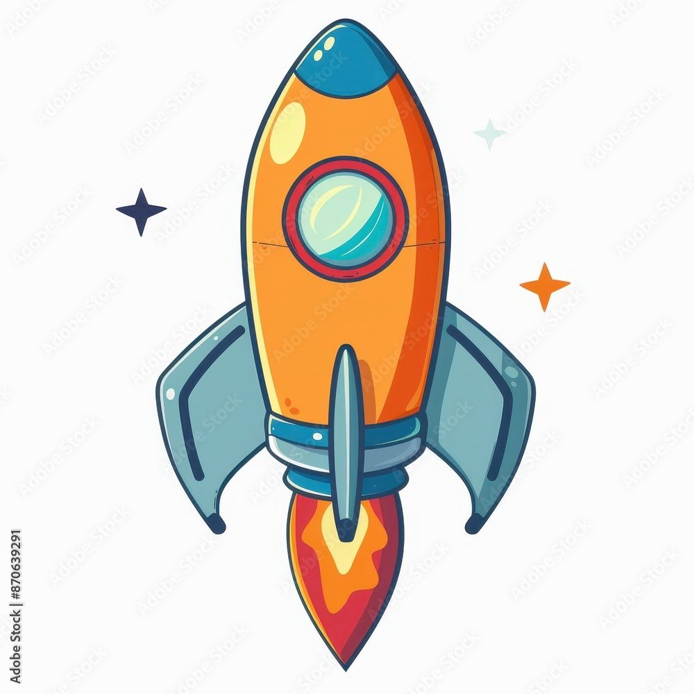 Cartoon Rocket Ship Launching into Space