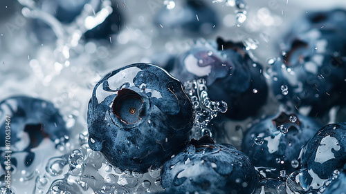 Wallpaper Mural Ripe blueberry in a splash of water close-up, dynamic image Torontodigital.ca