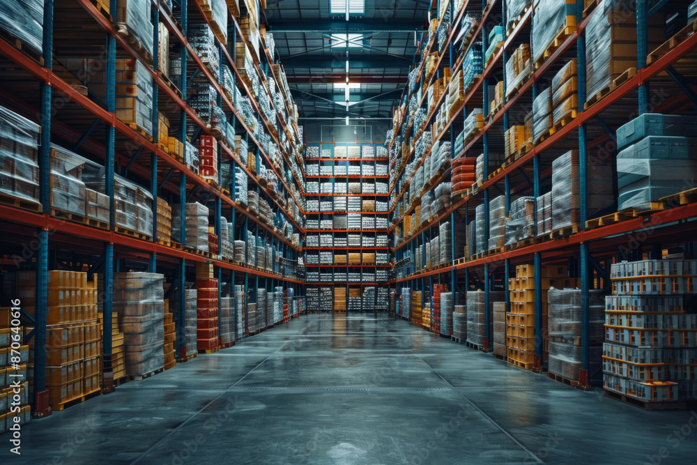 Endless Rows of Goods in a Warehouse Endless Rows of Goods in a Warehouse