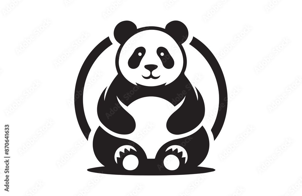 Fototapeta premium A Panda of silhouette vector illustration in white background