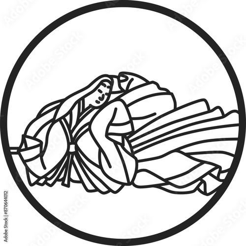 線画円形シンプル百人一首　大弐三位