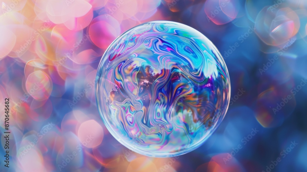 Colorful abstract soap bubble with bokeh background, macro photography. Artistic and dreamy concept Colorful abstract soap bubble with bokeh background, macro photography. Artistic and dreamy concept