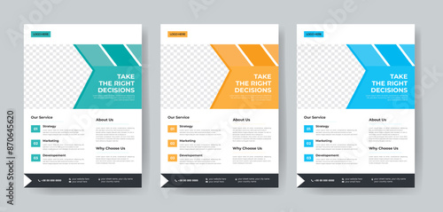 Corporate Business Flyer  template layout 3 color design concept in the template.