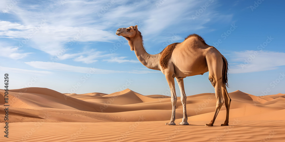 Arabian camels in the wild desert Arabian camels in the wild desert