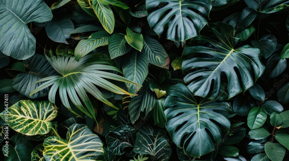 Naklejka premium Tropical Green Foliage Wall