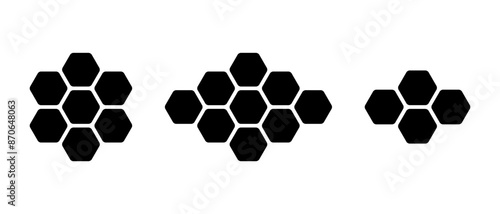 Honeycomb bee icon set in rounded corners. Hexagonal beehive concept