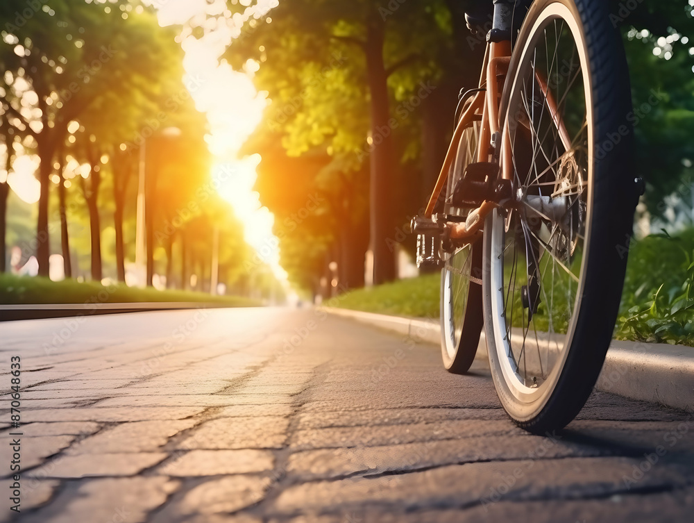 Obraz premium cyclist riding bicycle on road, bike riding, cycle riding, cycling, Traveling by high-performance sport bicycles. Sports and healthy lifestyle