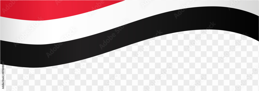 Fototapeta premium Yemen flag wave isolated on png or transparent background vector illustration. 