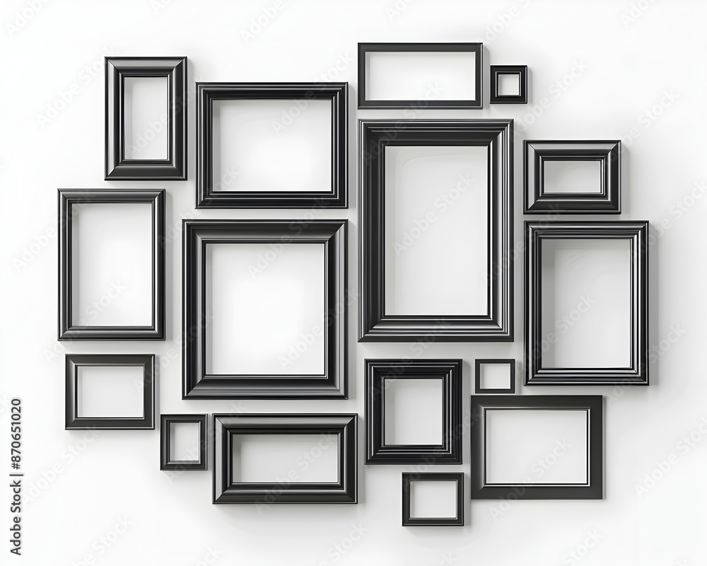 Interconnected Frames Creating a Cohesive Gallery Display with Minimalist and Copy Space Interconnected Frames Creating a Cohesive Gallery Display with Minimalist and Copy Space