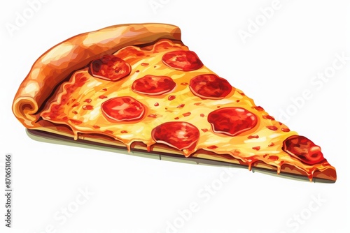 clipart illustration of cut pizza slice isolated on white background