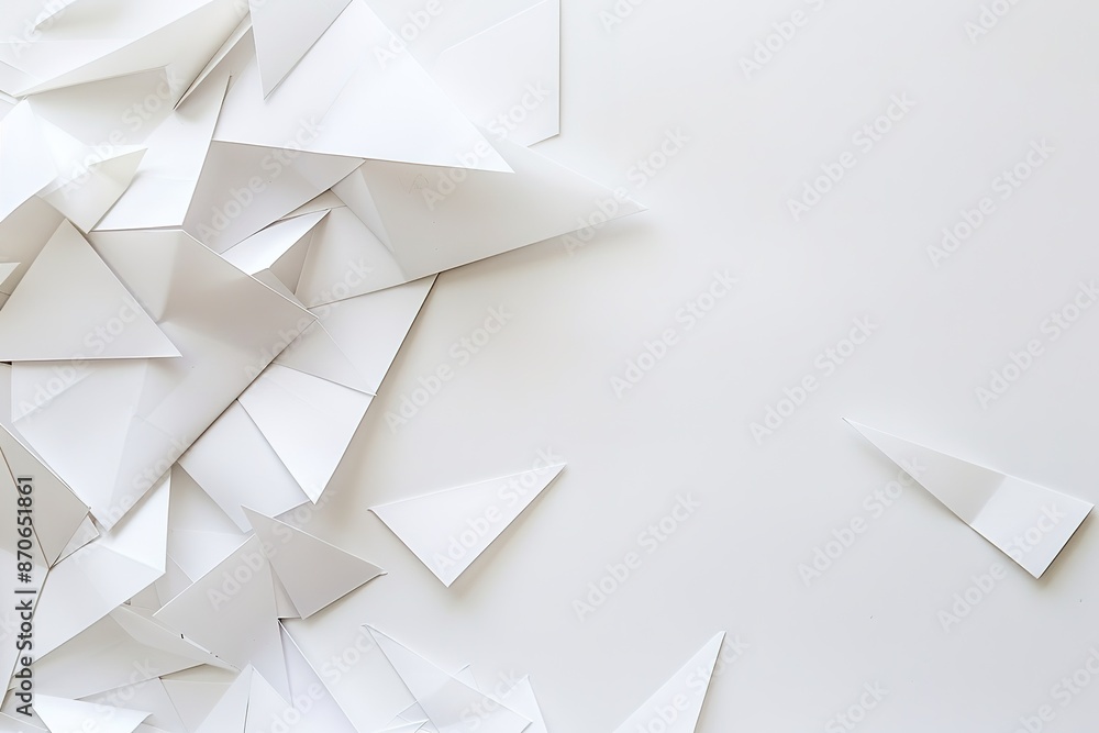 Scattered white paper planes on white background Scattered white paper planes on white background