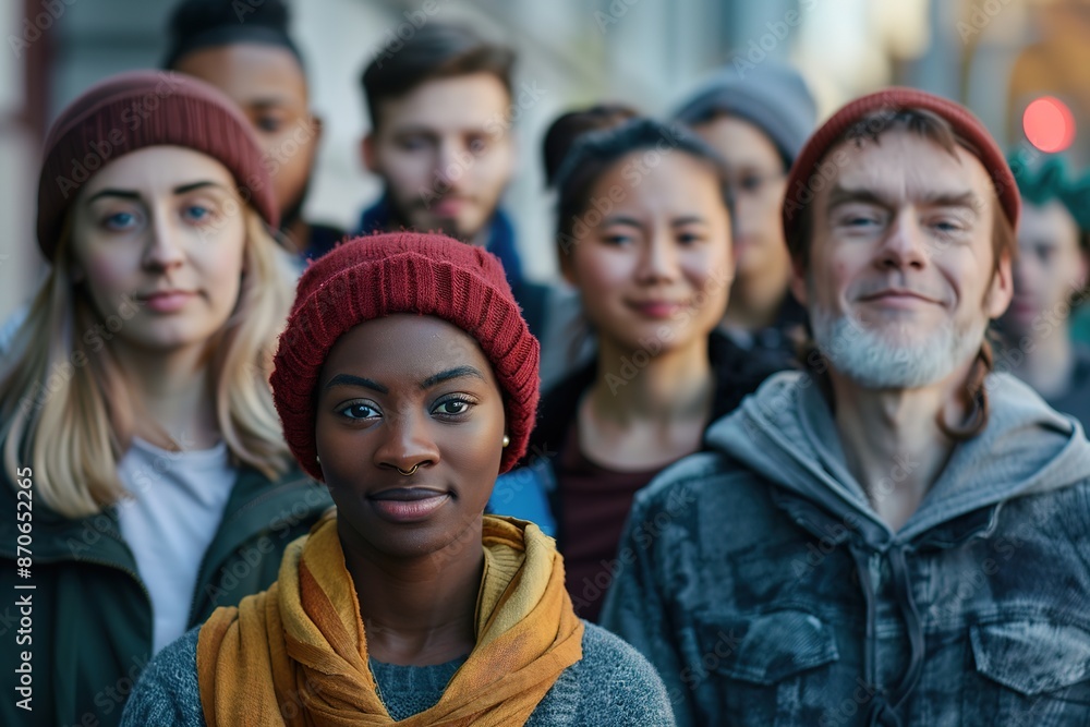 Diverse group of people, focus on woman in front, multicultural Diverse group of people, focus on woman in front, multicultural