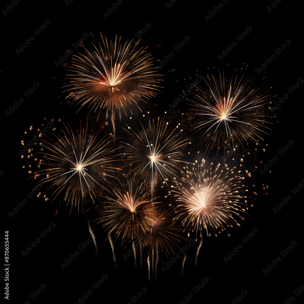 Naklejka premium DIfferent colros and types of fireworks in the sky background