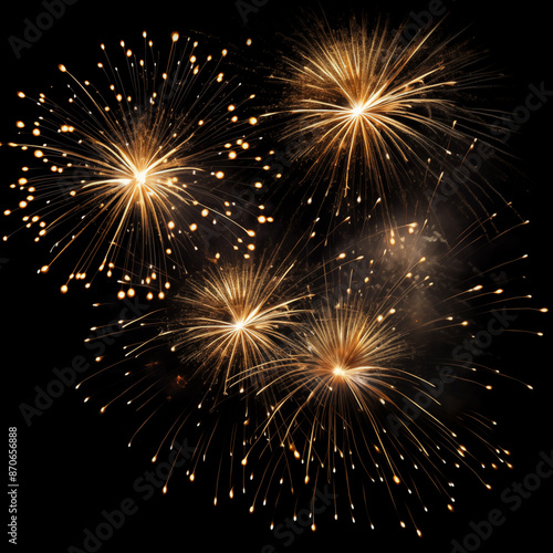 DIfferent colros and types of fireworks in the sky background