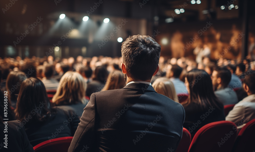 Fototapeta premium Audience in conference hall from behind