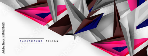 Minimal geometric abstract background. Low poly dynamic triangle design. Trendy techno business template for wallpaper, banner, background or landing