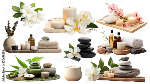 Spa png element set, transparent background