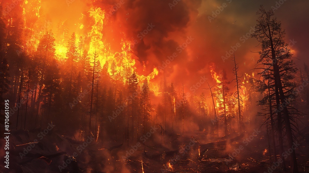 fire in the forest with smoke fire in the forest with smoke