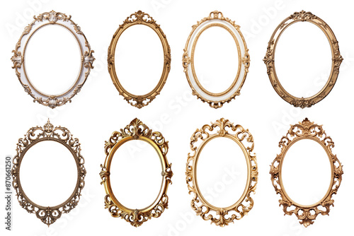 Vintage frame png element set, transparent background