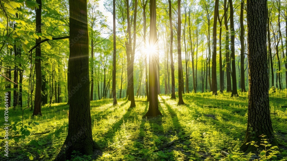 Fototapeta premium Sunlit Forest Landscape