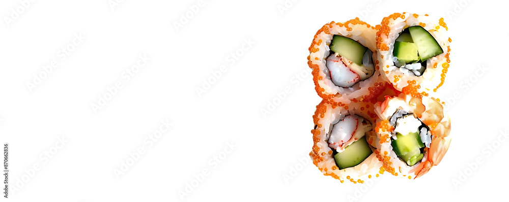 Sushi Rolls with Cucumber and Tobiko - Realistic Food Photography Sushi Rolls with Cucumber and Tobiko - Realistic Food Photography