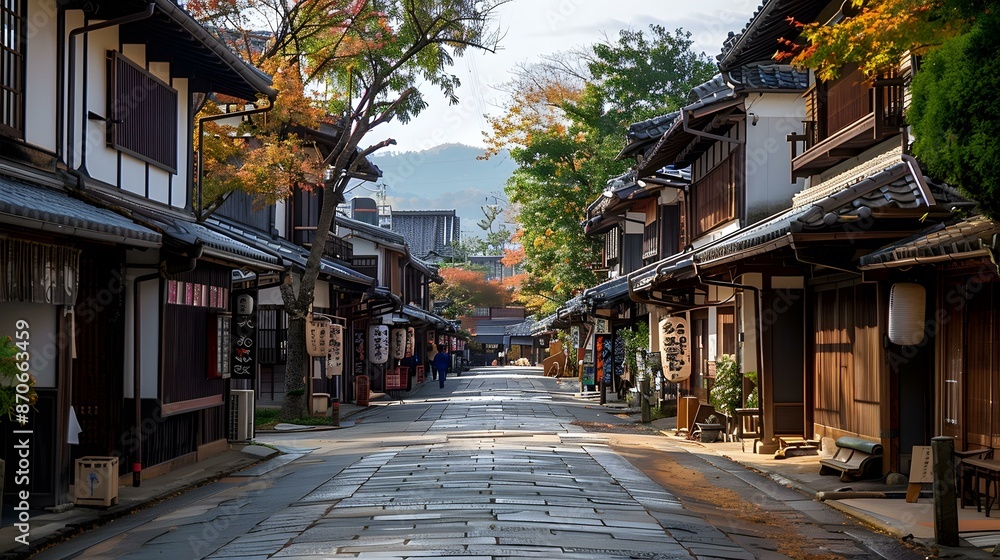 Traditional Japanese Street in Autumn Traditional Japanese Street in Autumn