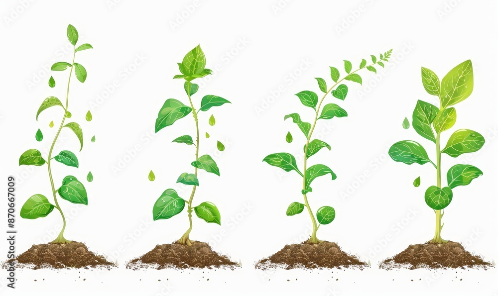 Illustration of plant growth stages from seed to mature plant ...