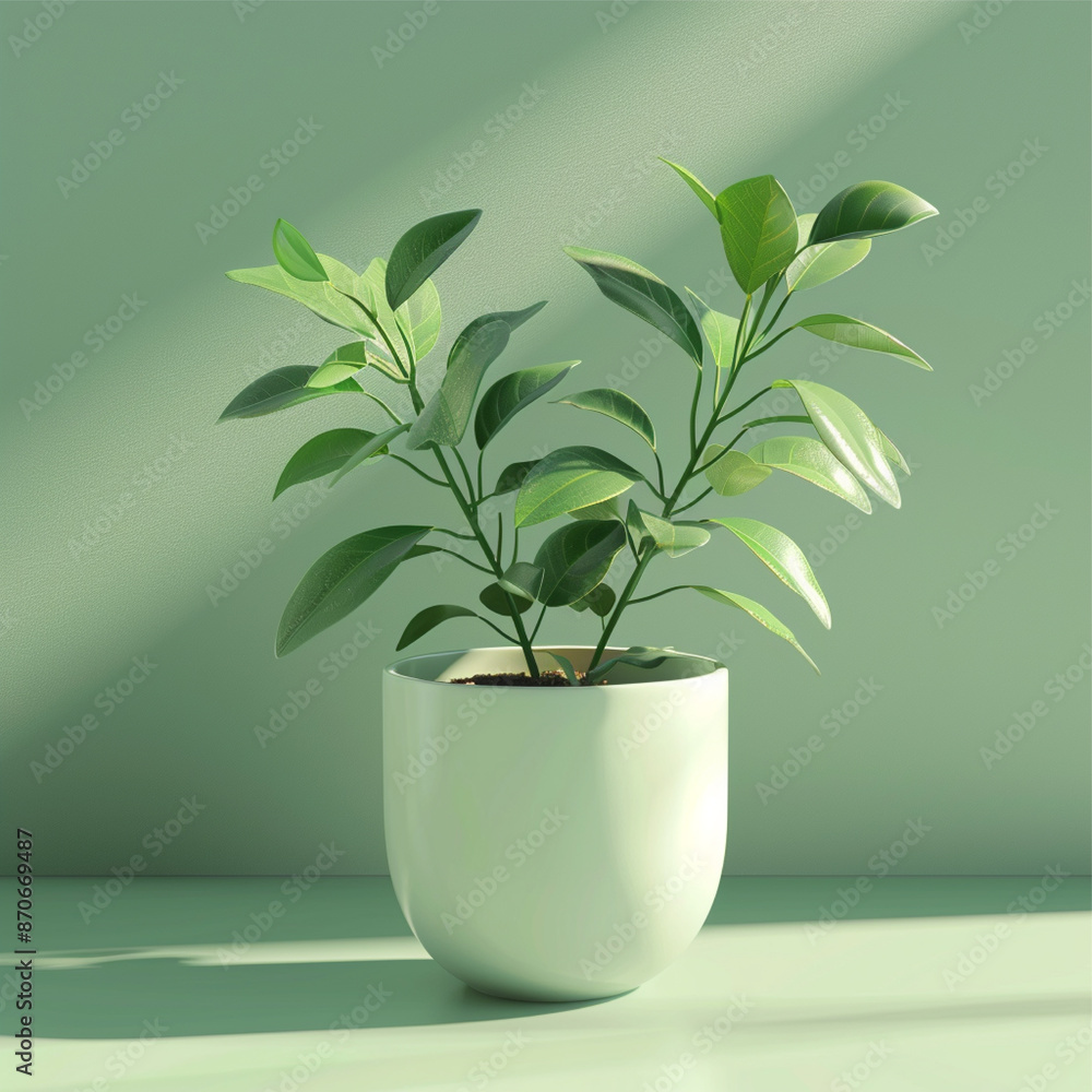 3D, green plant flowerpot, clean background 3D, green plant flowerpot, clean background