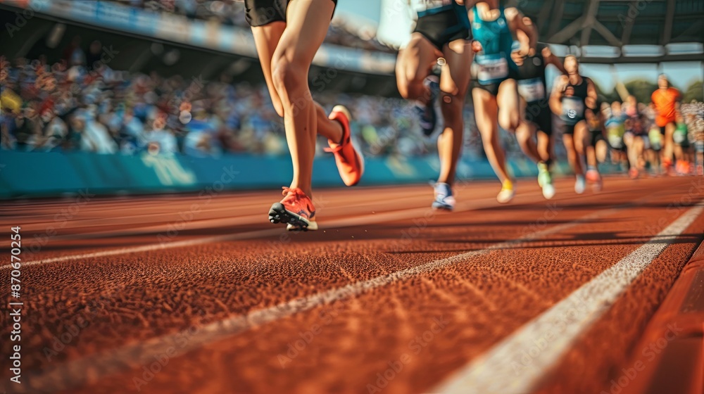 Runners running on a stadium, summer olympic games concept Runners running on a stadium, summer olympic games concept