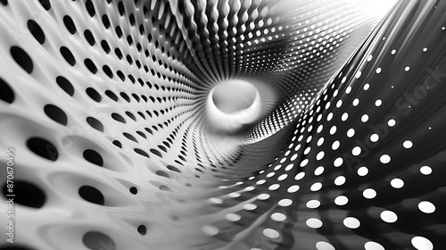 Abstract 3D Background with Black and White Polka Dots