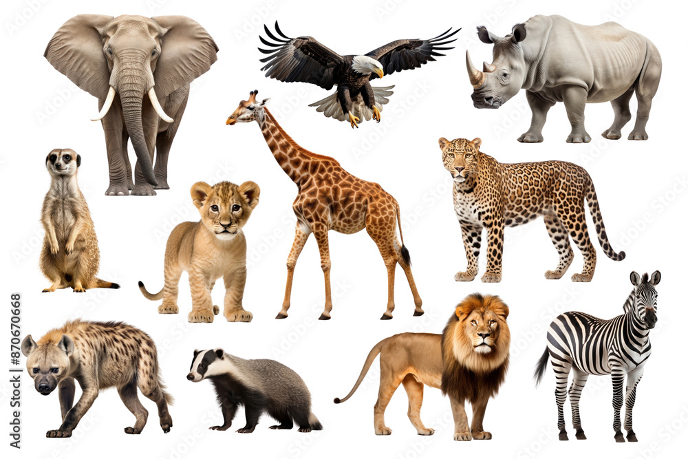 Naklejka premium Wildlife animal png cut out set