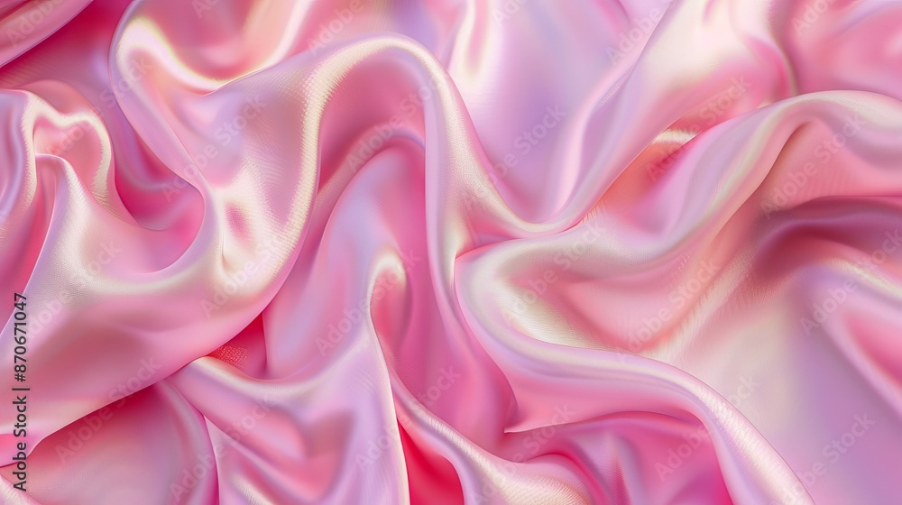 Fototapeta premium Pink silk material texture, colored print texture, texture for clothing materials