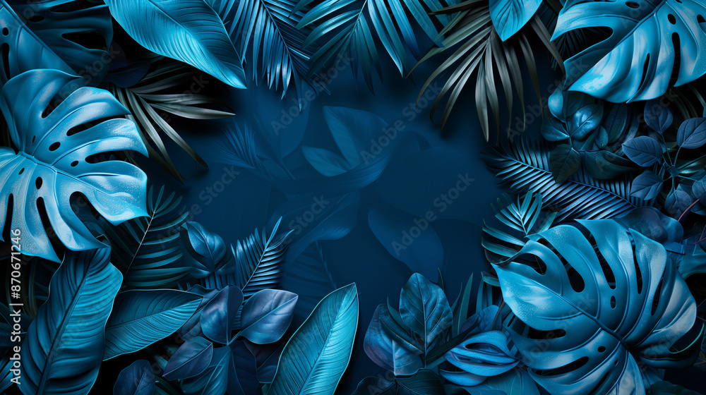 Tropical background with neon leaves Tropical background with neon leaves
