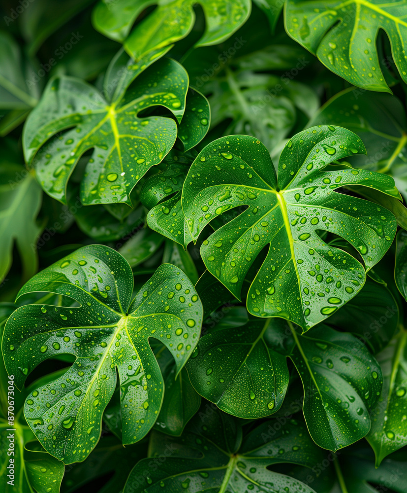 Fototapeta premium Deep green monstera leaves