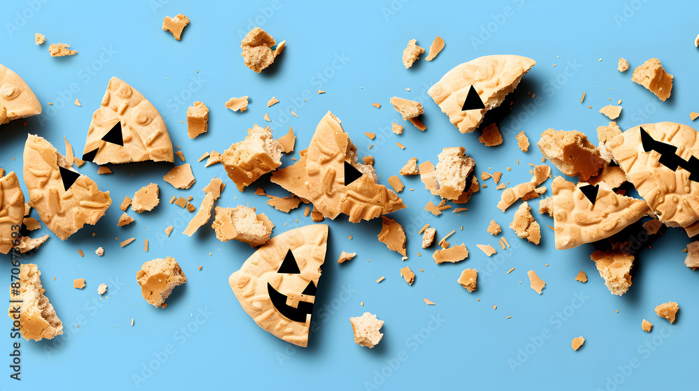 Chip Halloween cookies on table Chip Halloween cookies on table
