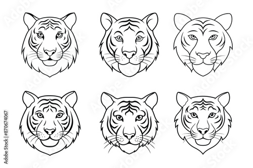 Tiger Head line art vector Illustration design. photo