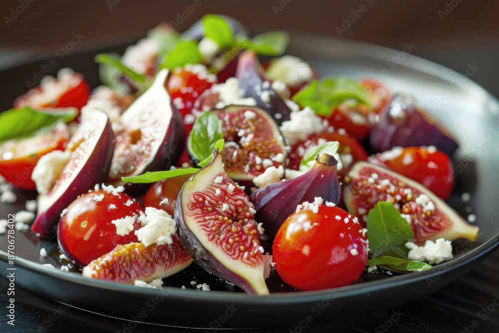 salad composed of fresh figs, cherry tomatoes, and crumbled feta cheese. AI generative. salad composed of fresh figs, cherry tomatoes, and crumbled feta cheese. AI generative.