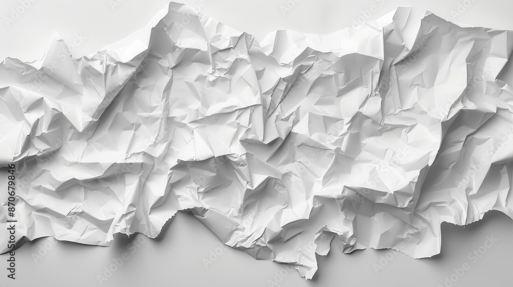 White crumpled paper texture, isolated on white, creased poster detail White crumpled paper texture, isolated on white, creased poster detail
