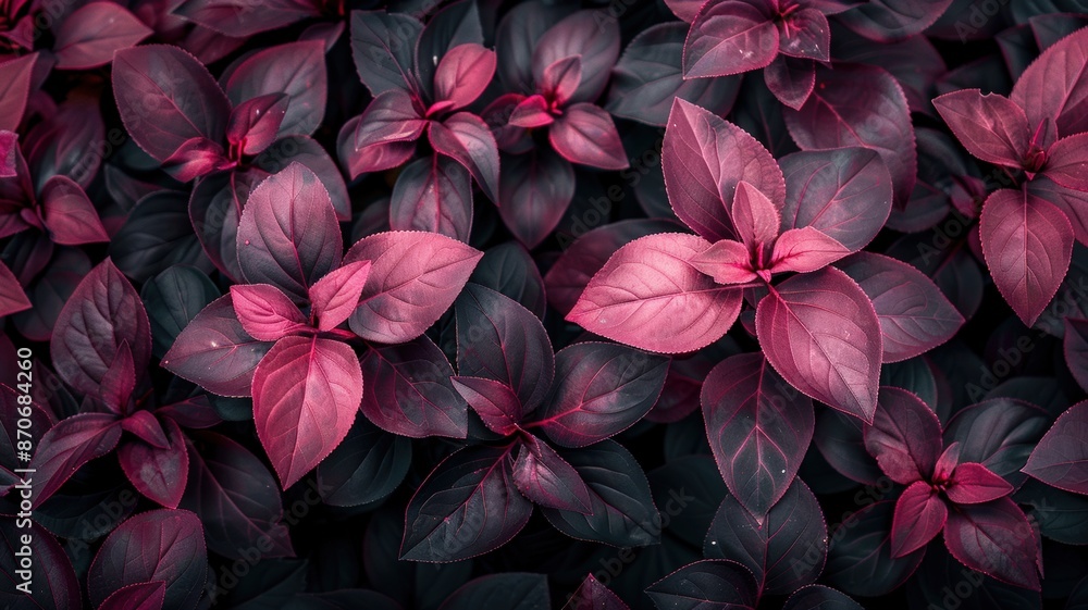Vibrant Crimson and Dark Green Leaves Closeup - A Natural Texture Background Vibrant Crimson and Dark Green Leaves Closeup - A Natural Texture Background