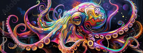 Cosmic Octopus in a Whirlwind of Colors