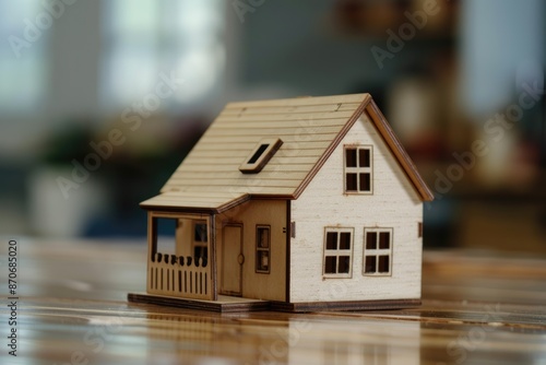 Wooden model house with business and real estate concept. © darshika