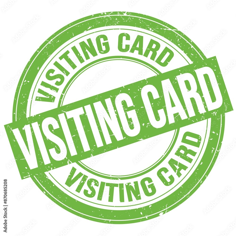 VISITING CARD text written on green round stamp sign VISITING CARD text written on green round stamp sign