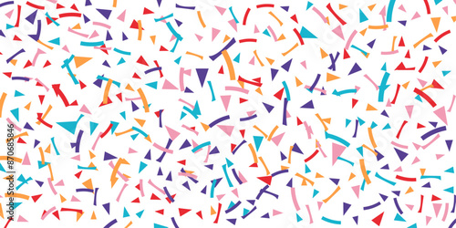 Birthday party, carnival confetti texture pattern background. Disco wrapping wallpaper. Vector illustration