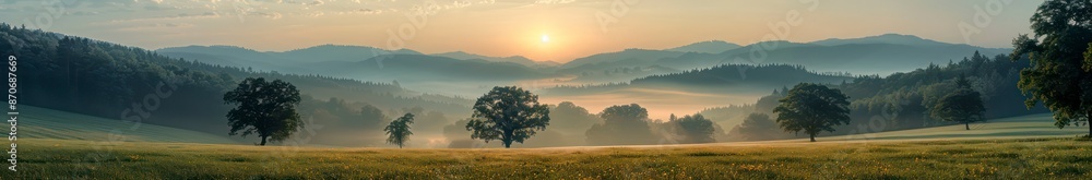 A panoramic of a forest and mountain landscape, capturing the essence of nature with green grass and trees, showcasing serene natural beauty. A panoramic of a forest and mountain landscape, capturing the essence of nature with green grass and trees, showcasing serene natural beauty.