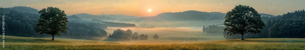A panoramic of a forest and mountain landscape, capturing the essence of nature with green grass and trees, showcasing serene natural beauty. A panoramic of a forest and mountain landscape, capturing the essence of nature with green grass and trees, showcasing serene natural beauty.